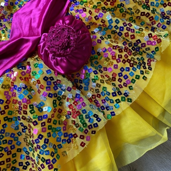 Weissman Dance Costume Sz MC Child’s M Sequin Tiered Dress Leotard Recital Tutu - Picture 6 of 7